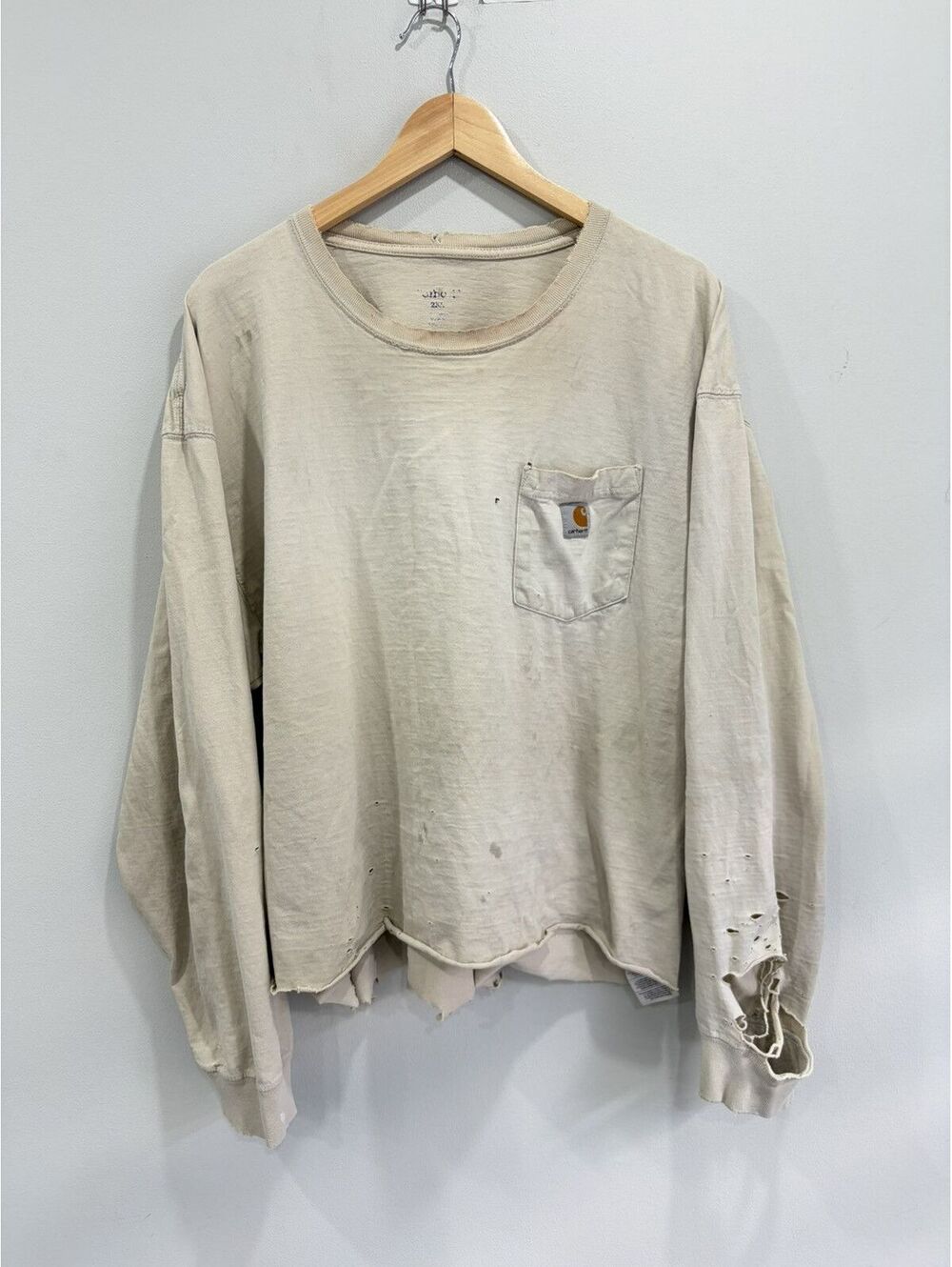 Vintage Carhartt Longsleeve Thrashed Cropped Shirt grunge